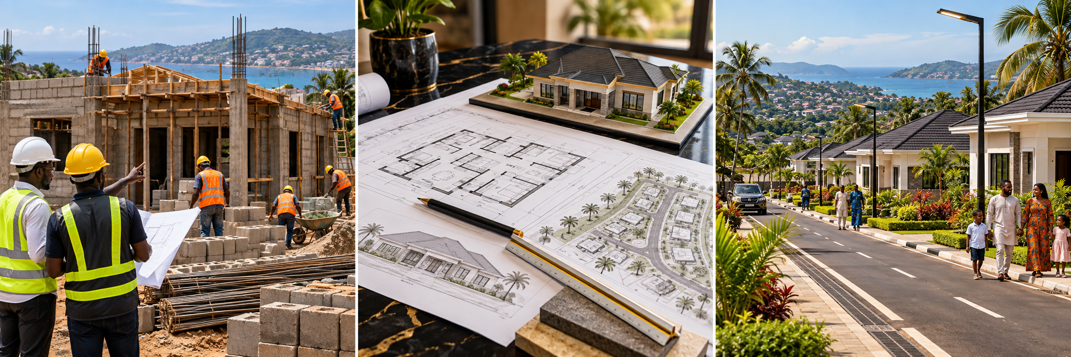 Homevestment property development showing construction, house planning and a completed estate community